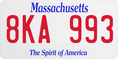 MA license plate 8KA993