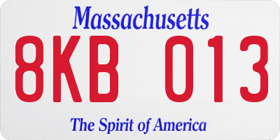 MA license plate 8KB013