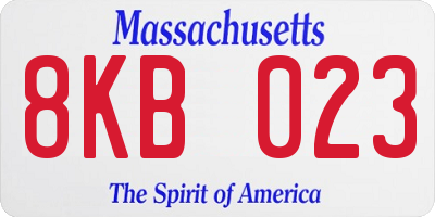 MA license plate 8KB023