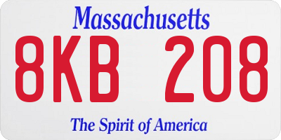 MA license plate 8KB208