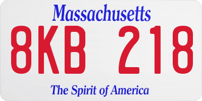 MA license plate 8KB218
