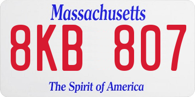 MA license plate 8KB807