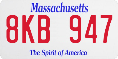 MA license plate 8KB947