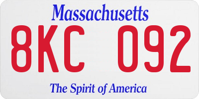 MA license plate 8KC092