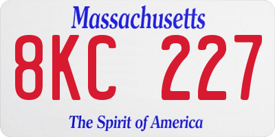 MA license plate 8KC227