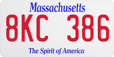 MA license plate 8KC386