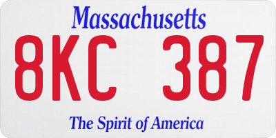 MA license plate 8KC387