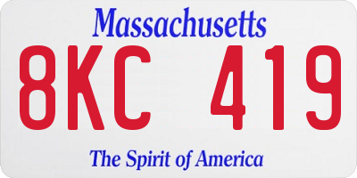 MA license plate 8KC419