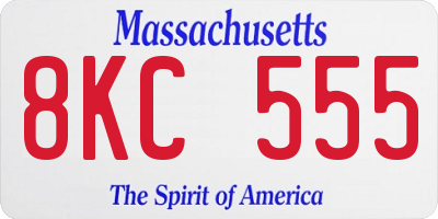 MA license plate 8KC555