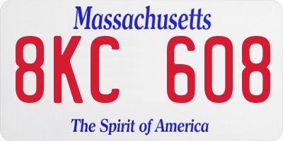 MA license plate 8KC608
