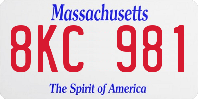 MA license plate 8KC981