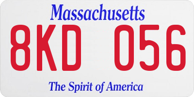 MA license plate 8KD056