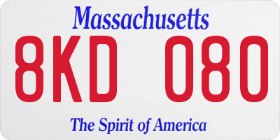 MA license plate 8KD080