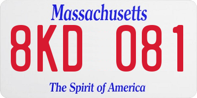 MA license plate 8KD081