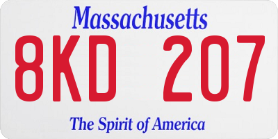 MA license plate 8KD207