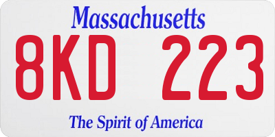 MA license plate 8KD223
