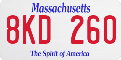 MA license plate 8KD260