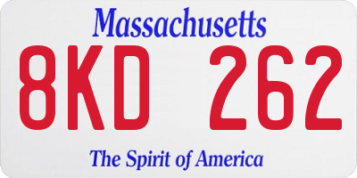 MA license plate 8KD262