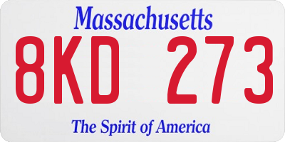 MA license plate 8KD273