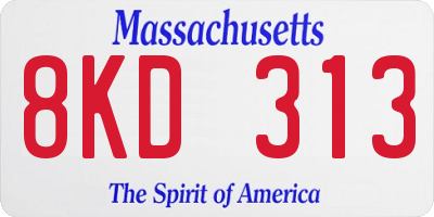 MA license plate 8KD313