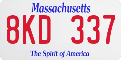 MA license plate 8KD337