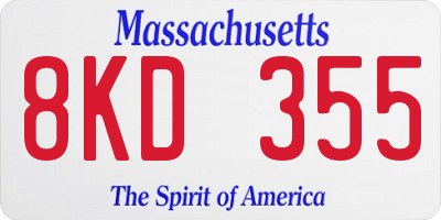 MA license plate 8KD355