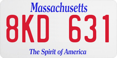 MA license plate 8KD631