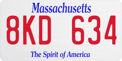 MA license plate 8KD634