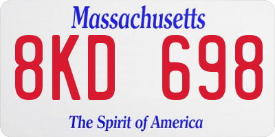 MA license plate 8KD698