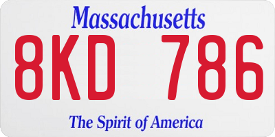 MA license plate 8KD786