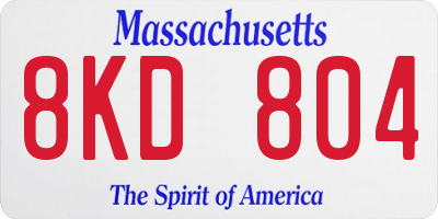 MA license plate 8KD804