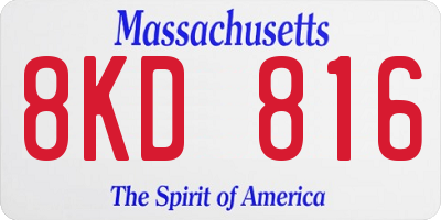 MA license plate 8KD816