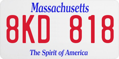 MA license plate 8KD818