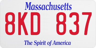 MA license plate 8KD837
