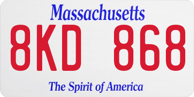 MA license plate 8KD868