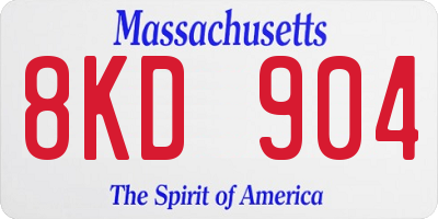 MA license plate 8KD904