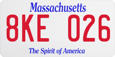 MA license plate 8KE026