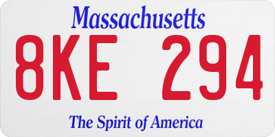 MA license plate 8KE294