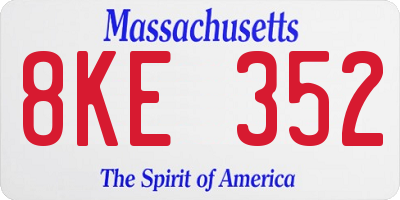 MA license plate 8KE352