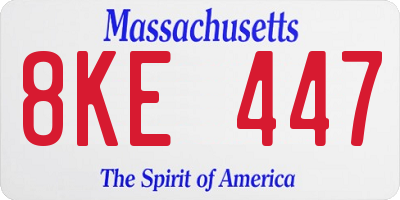 MA license plate 8KE447