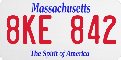 MA license plate 8KE842