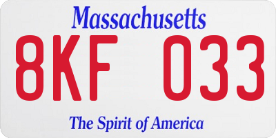 MA license plate 8KF033