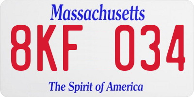 MA license plate 8KF034