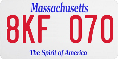 MA license plate 8KF070