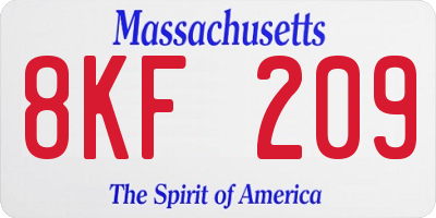MA license plate 8KF209