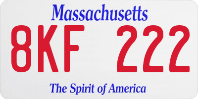 MA license plate 8KF222