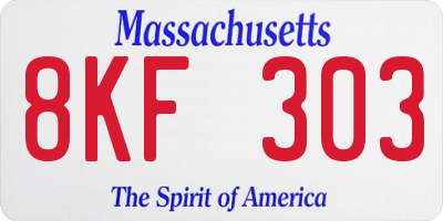 MA license plate 8KF303