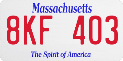 MA license plate 8KF403