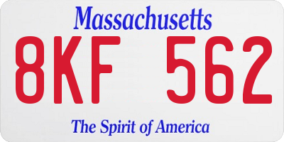 MA license plate 8KF562