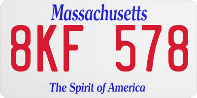 MA license plate 8KF578